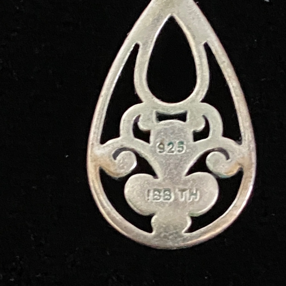 Sterling Silver 925 Filigree Teardrop Dangle Earrings - Picture 3 of 4
